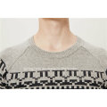 50%Lambs Wool50%Nylon Jacquard Pullover Knit Sweater for Men